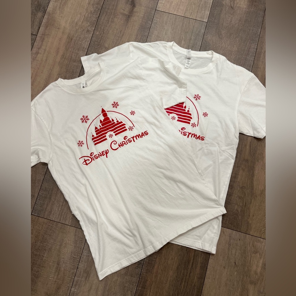 Next Level Disney Christmas White T-Shirts 2 Size Medium